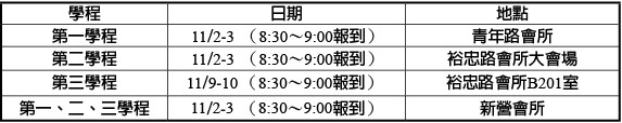 11/2-3金命成長園時地表 